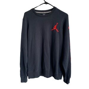 Nike Air Jordan Flight Classic Crew Sweatshirt Black Sweater Mens Size Large